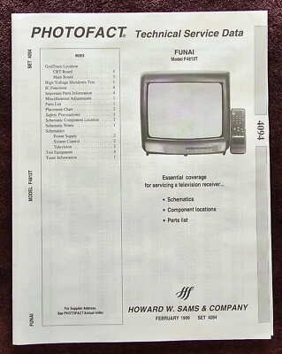 Sams Photofact 4094 Service Manual for Funai Television Model F4813T
