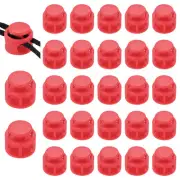 25 Pcs Plastic Spring Cord Lock, Double Hole Toggle Round Stopper, Red