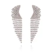 Culturesse Luciana Crystal Fashion Drop Earrings Clear Diamantes Silver Plating