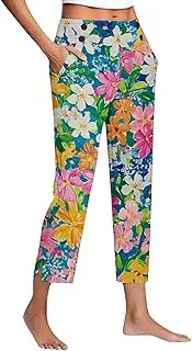 [Generic] Black Cargo Trousers Size 6, Non See Through Leggings for Women Trousers Elastic Waist Plus Size Womens Plain Gym Sport Jogger Sweatpants 3/4 Length Leggings Ladies White Linen Sweatpants and Top Set