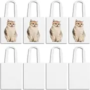 8 Pieces Craft Canvas Bag Sublimation Polyester Screen Printing Blank Canvas Tote Bag Reusable Grocery Bags Durable Bag for Creative DIY Funs, Crafting and Embroidering（Creamy White）