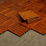 Set of 20 Hardwood Decking Tiles Vertical Pattern 30x30 cm Acacia Flooring Tiles