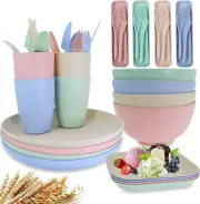 Unbreakable Wheat Straw Dinnerware Sets of 4, Farielyn-X Multicolor