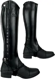 AK Side zip Full Grain Leather Horse Riding Half Chaps Real Elastic for Snug Fit