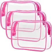 Clear Toiletry Bag, 3 Pack Tsa Approved Toiletry Bag Quart Size Bag, Travel Makeup Cosmetic Bag For Women Men, Carry On Airport Airline Compliant Bag