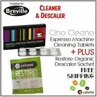 BREVILLE Espresso Coffee Machine Cleaning Tablets +Organic Descaler Cino Cleano