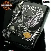 Harley Davidson HDP-18 Eagle Bald Ion Black Nickel Zippo Oil Lighter MIB