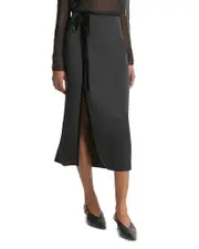 Vince Velvet Trim Side Slit Skirt