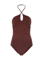 PRISM2 Immersed Halterneck Stretch-jersey Bodysuit, Bodysuits, Maroon - One Size One Size