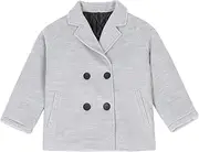 [ThCreasa] Boys Classic Double Breasted Pea Coat Wool Blend Notch Lapel Fall Winter Dress Coats
