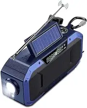 Emergency Weather Alert Radio - Bluetooth Speaker, IPX5 Waterproof, Hand Crank Solar Radio AM FM, 5000mAh Battery Backup, Portable for Home Camping Survival,SOS,Phone Charger,Flashlight