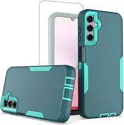 [Sidande] Case for Galaxy A14 Case, Samsung A14 5G SM-A146U with Tempered Glass Screen Protector, Rugged Dual Layer Support Magnetic Car Mount Protective Cases Cover for Samsung Galaxy A14 4G Teal Mint