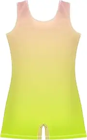 [GAIGEO] Blush Pink Light Lime Gradient Girls Gymnastics Leotards Toddler Biketard Ballet Dance Shorts Kids 2-3t