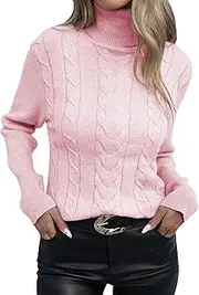 [iChunhua] Basic Plain Slim Fit Cable Knit Turtleneck Jumper Sweater with Side Split