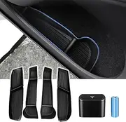 Canvcle Car Door Side Storage Box and Trash Can for 2020-2024 2025 Tesla Model Y Accessories Front Rear Door Insert Tray Organizer Door Slot Storage Protector Garbage Bin with Trash Bags 6PCS