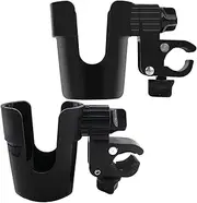 Kisangel 2pcs Cup Holder Pram Bottle Holder Portable Water Stroller Abs Black