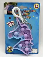 Multicolored Unicorn Push Pop Squishers Key Chains &Back Clip Fidget Sensory Toy