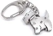 [Metal Planet Ltd] Scottie Dog Pewter Keyring, Size 3cm x 3cm, Silver Grey, S