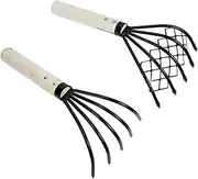 JOINPAYA 2pcs Beach Shell Rake Tine Loosening Rake with Handle Durable and Easy to Use Essential Tool for Beach Clamming and Outdoor Digger Activities