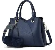 [NICOLE & DORIS] Handbag Women Shoulder Bag Fashion Top Handle Bags Ladies Elegant Handbags Multi Pocket Tote Bag Crossbody Bag with Pom Pom