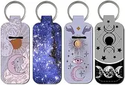 DMLSKY Lip Balm Holder Keychain, Sleeve Pouch for Mini Lipstick, Cute Portable Key Chain Accessories for Lip Gloss, Moon Night