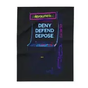 Fleece Blanket Black - Revolution Arcade Cabinet Activist Tee Deny Defend Depose