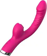 SIHMAI 2In1 Realistic Rabbit Vibrator Dildo Women Vagina Clitoris Sucker Stimulator G Spot Vibrator 10 Frequency Female Masturbator Sex Toy (Red)