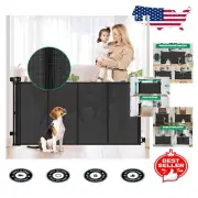 Easy One-Hand Operation Retractable Baby & Pet Gate - 56" Black Mesh Barrier