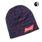 Budweiser Bowtie Jacquard Knit Beanie Hat Cap Navy & Red with Logo Toboggan