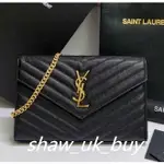 YSL SAINT LAURENT 聖羅蘭 WOC 377828 魚子醬 鏈帶包 斜背包 信封包