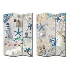 Folding 3 Panels Room Divider Screen Privacy - Beach Sea Shell