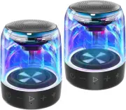 Portable Bluetooth Speakers 2 Pack True Wireless Stereo TWS Pair Vibrant LED