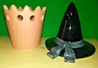 Wizard Of Oz 1998 Bad and Good Witch Hats Salt and Pepper Shakers MIB