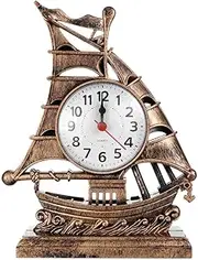 Alarm Clock Clock Alarm Sailboat Table Vintage Desk Retro Model Ornament Clocks Nautical Figure Boat Bedside Silent Decoration Desktop Bedside Alarm Clock Aqiong