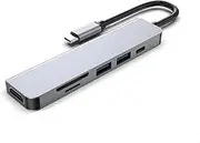 SHU-Store Fit for USB HUB C HUB Adapter 6 in 1 USB C to USB 3.0 HDMI-Compatible Dock Fit for MacBook Pro Fit for Nintendo Switch USB-C Type C 3.0 Splitter (Color : 6 in 1 B)