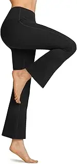 [TSLA] Women's Thermal Bootcut Yoga Pants, High Waist Warm Fleece Lined Bootleg Yoga Pants, XBP83-BLK Medium Black