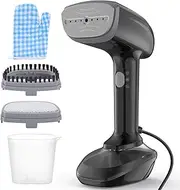 Hand Steamer for Clothes and Fabric, 1800 Watts, 20 Seconds Quick Heating Ceramic Steam Nozzle, 2 in 1 Fabric Crease Remover and Clothes Iron, Dust Brush