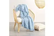 Renee Taylor Alysian 130x200cm Washed Cotton Textured Blanket Sofa Throw Sky