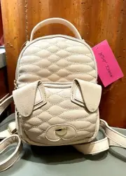 Betsy Johnson Dog Puppy Quilted XOBAYBEE Mini Backpack Bag Purse Rose Pink