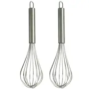 Ozoffer 2Pcs Stainless steel Whisk Egg Beater Wisk Balloon Wire Whisk Manual Milk Blender