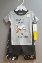 Carters Boys Pajamas 12 Month Space Shuttle Theme 3 Pieces Glow in the Dark
