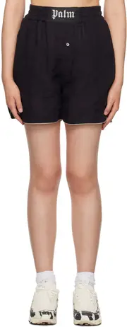 Palm Angels Logo Patch Elastic Waist Boxer Shorts XXS,XS Black