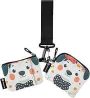 [XYMZR] Cute Dog Floral Mini Zip Around Wristlet keychain Wallet for Women Personalized Pattern Detachable Dual Pouch Wristlet Portable Wallet Phone Coin Purse, Multi-colored, One Size