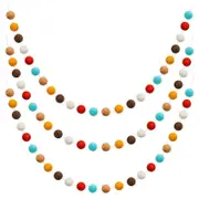 Catzon 3 Pcs 2m Wool Felt Ball Garland for Christmas Thanksgiving Decor-Coffee