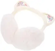 [MOBUTOFU] Kitten Ear Muffs for Ear Muffs Ear Muffs Cat Cute Ear Muffs Winter Ear Warming Cover Plush Ear Warmer White Yarn