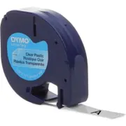 NEW Dymo 16952 Letratag Labelling Tape Plastic 12mmx4m Black On Clear Refill