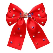 4Th of July Hair Bows for Women Girls Big Jeweled Red White Blue USA Hair Bow Cl