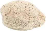[GALPADA] Crochet Hat: Ladies Fashion Straw Beret Hat - Cotton for Summer Vacations Rural Picnics and Daily Wear Handmade Beanie Beige