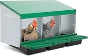 Homestead Essentials 3 Compartment Roll Out Nesting Box for Chickens | for Up to 15 Hens | Heavy Duty Chicken Coop Nesting Box with Lid Cover to Protect Eggs (with Perch)