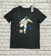 NWT Cat & Jack Boys XXL (18) Charcoal Soccer Astronaut Outer Space T-Shirt